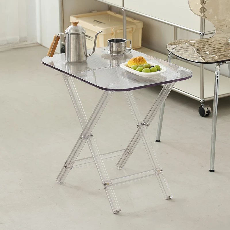 Modern Simplicity Square Foldable Transparent Full PC Side Table 1 - Tier For Living Room
