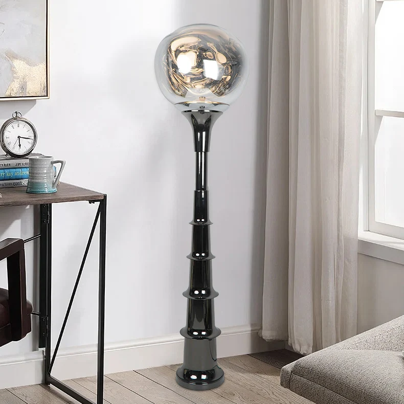 Contemporary Scandinavian Lava Orb PVC Acrylic LED Standing Floor Lamp For Living Room