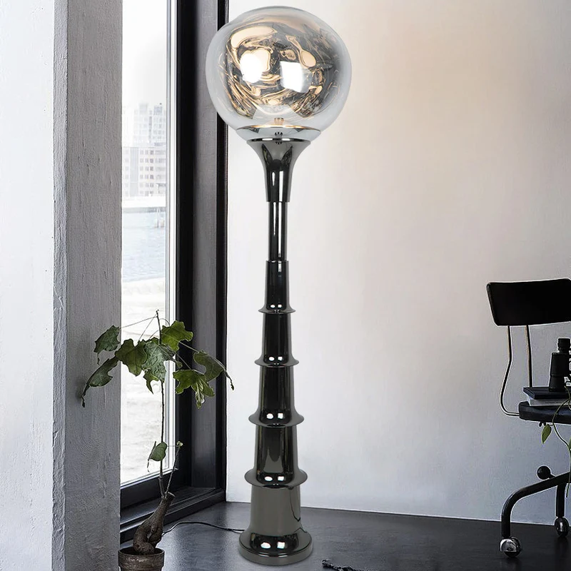 Contemporary Scandinavian Lava Orb PVC Acrylic LED Standing Floor Lamp For Living Room
