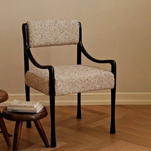 Modern Mid-Century Square Rectangle Ash Wood Fabric Chair Backrest Armrest For Living Room