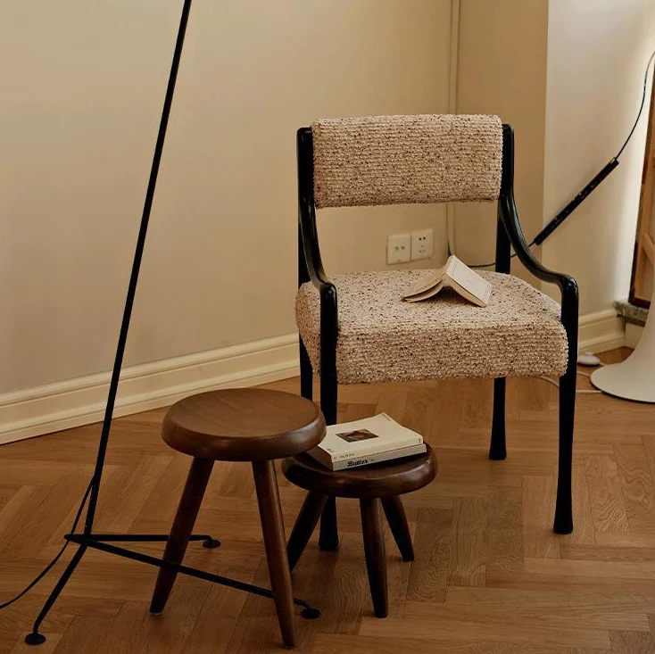 Modern Mid-Century Square Rectangle Ash Wood Fabric Chair Backrest Armrest For Living Room
