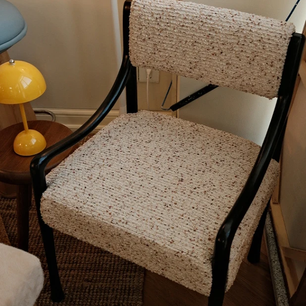 Modern Mid-Century Square Rectangle Ash Wood Fabric Chair Backrest Armrest For Living Room