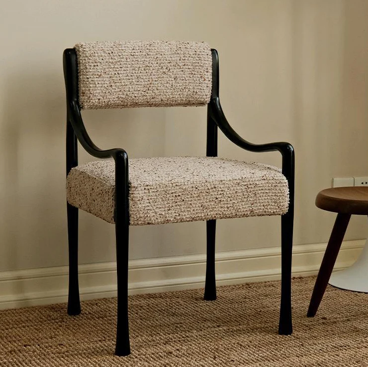 Modern Mid-Century Square Rectangle Ash Wood Fabric Chair Backrest Armrest For Living Room