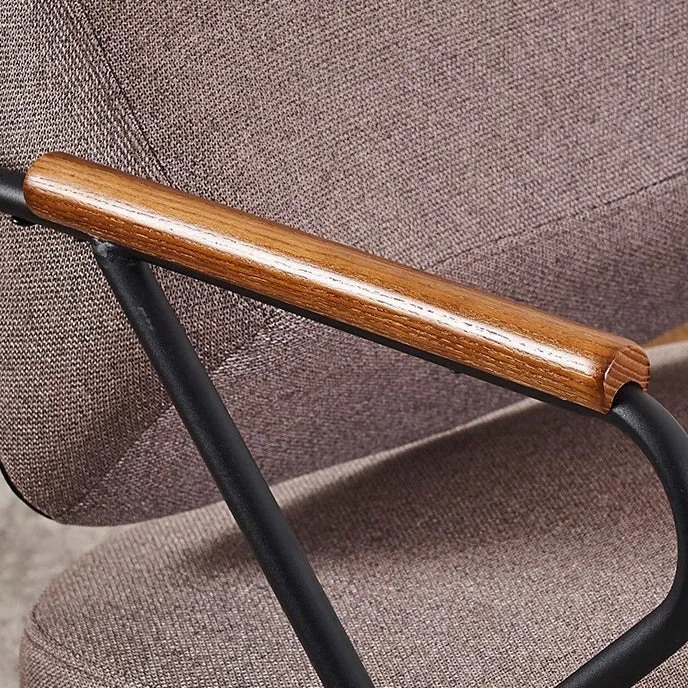 Contemporary Scandinavian Square Metal Artificial Leather Ash Wood Accent Chair Backrest Armrest For Living Room