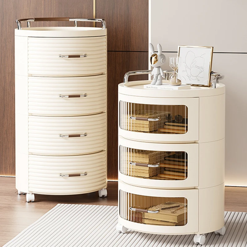 Contemporary Scandinavian Removable Round Cylinder PP ABS PET 1/2/3/4 Drawer For Living Room
