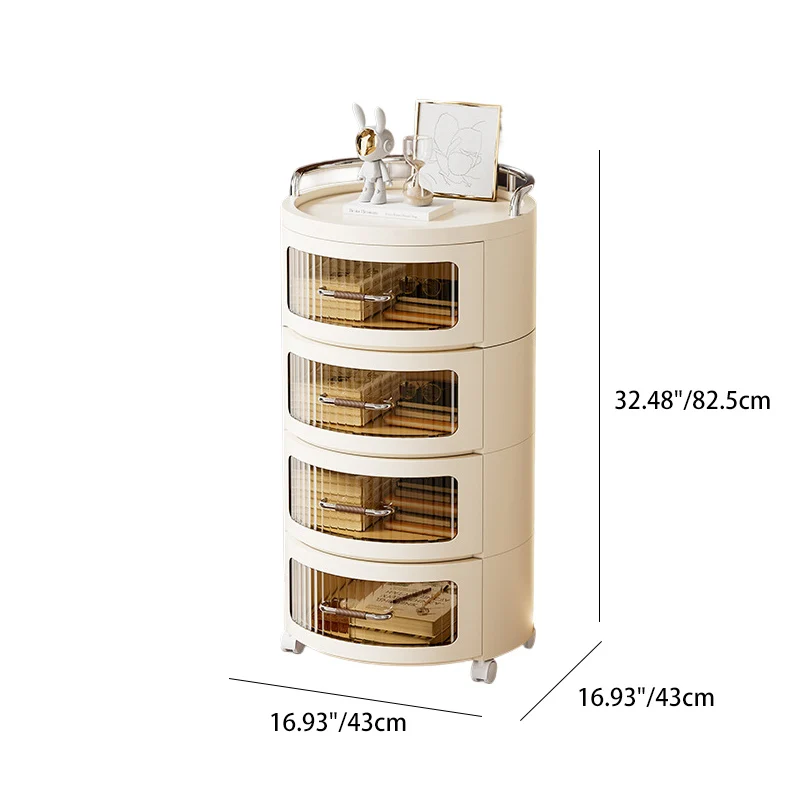 Contemporary Scandinavian Removable Round Cylinder PP ABS PET 1/2/3/4 Drawer For Living Room