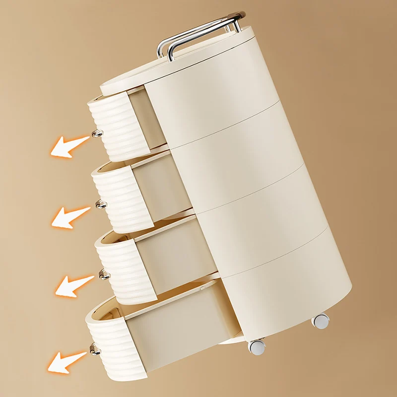 Contemporary Scandinavian Removable Round Cylinder PP ABS PET 1/2/3/4 Drawer For Living Room