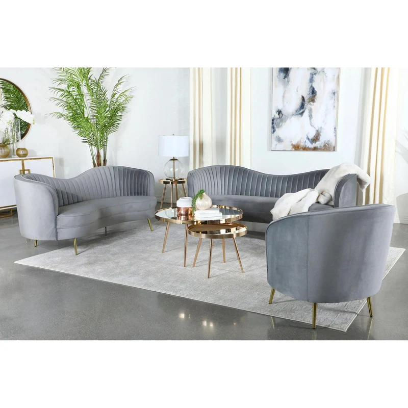 Coaster Furniture Sophia 506864 Upholstered Channel Tufted Sofa - Grey