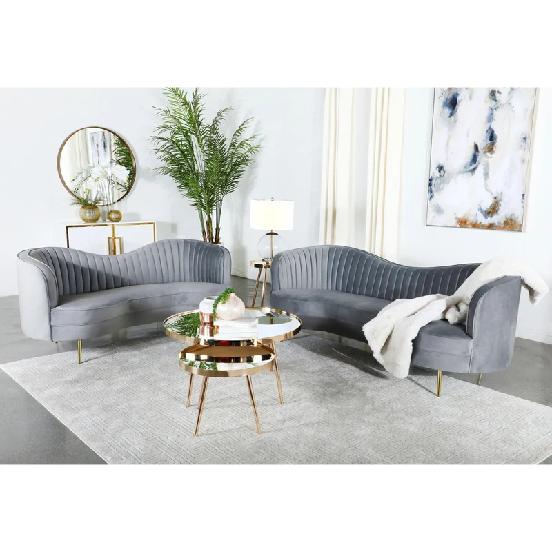 Coaster Furniture Sophia 506864 Upholstered Channel Tufted Sofa - Grey