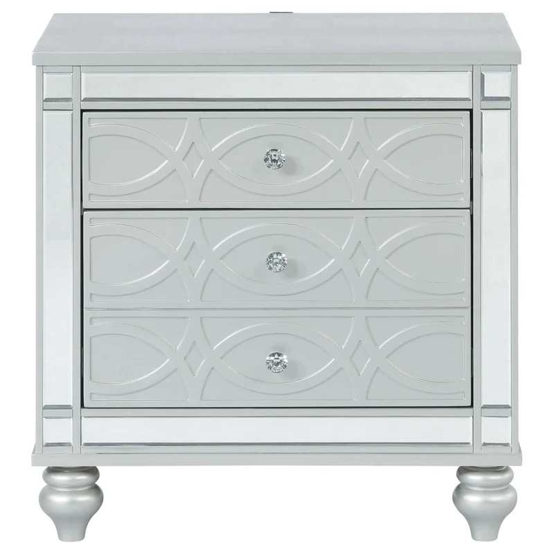 Coaster Furniture Gunnison 223212 2-Drawer Nightstand - Silver Metallic