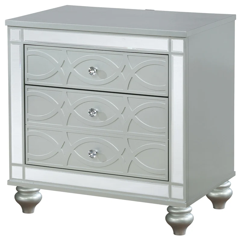 Coaster Furniture Gunnison 223212 2-Drawer Nightstand - Silver Metallic
