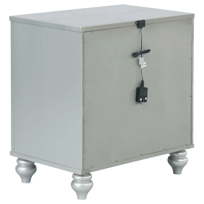 Coaster Furniture Gunnison 223212 2-Drawer Nightstand - Silver Metallic
