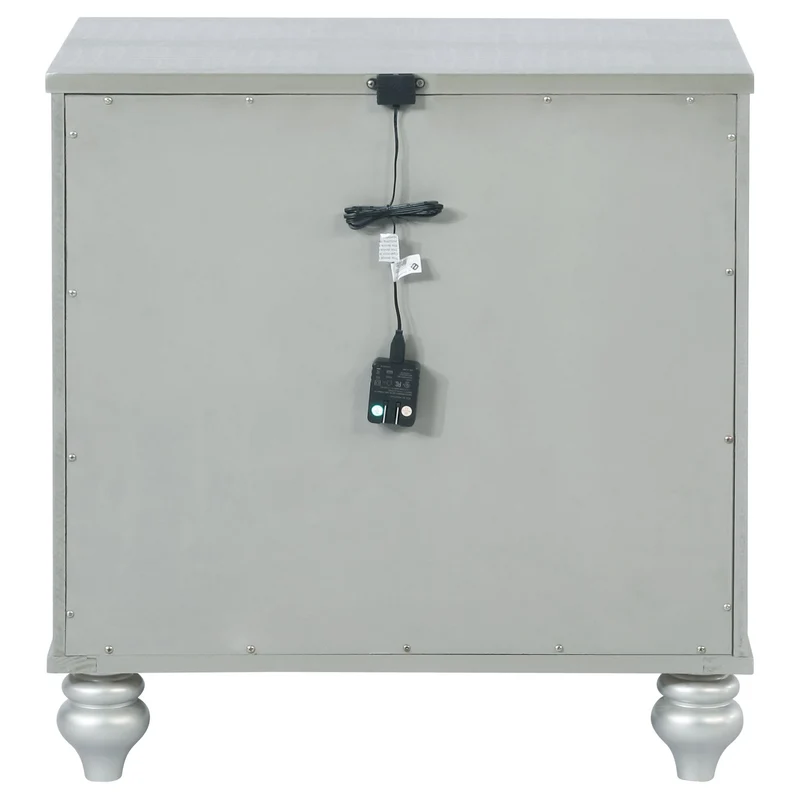 Coaster Furniture Gunnison 223212 2-Drawer Nightstand - Silver Metallic