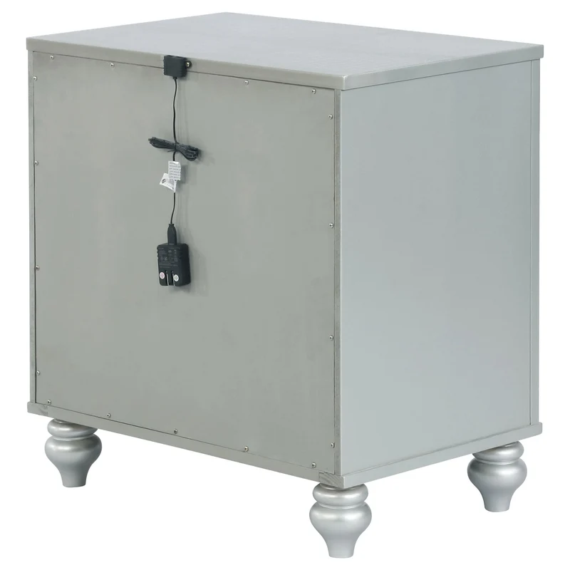 Coaster Furniture Gunnison 223212 2-Drawer Nightstand - Silver Metallic