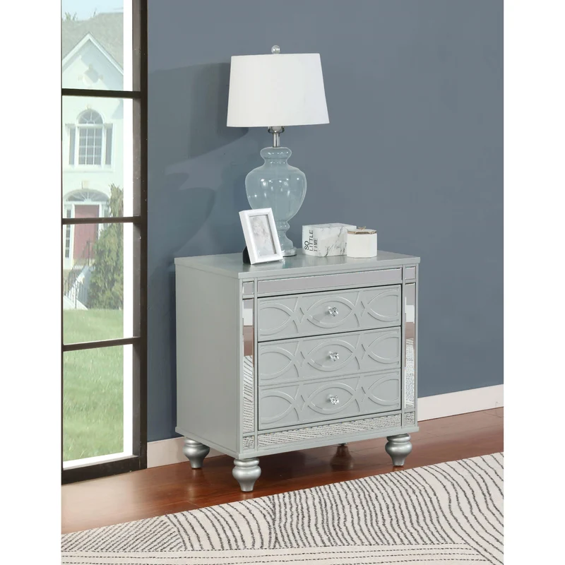 Coaster Furniture Gunnison 223212 2-Drawer Nightstand - Silver Metallic