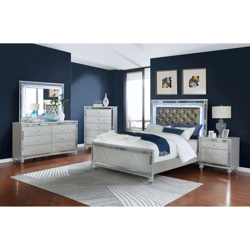 Coaster Furniture Gunnison 223212 2-Drawer Nightstand - Silver Metallic