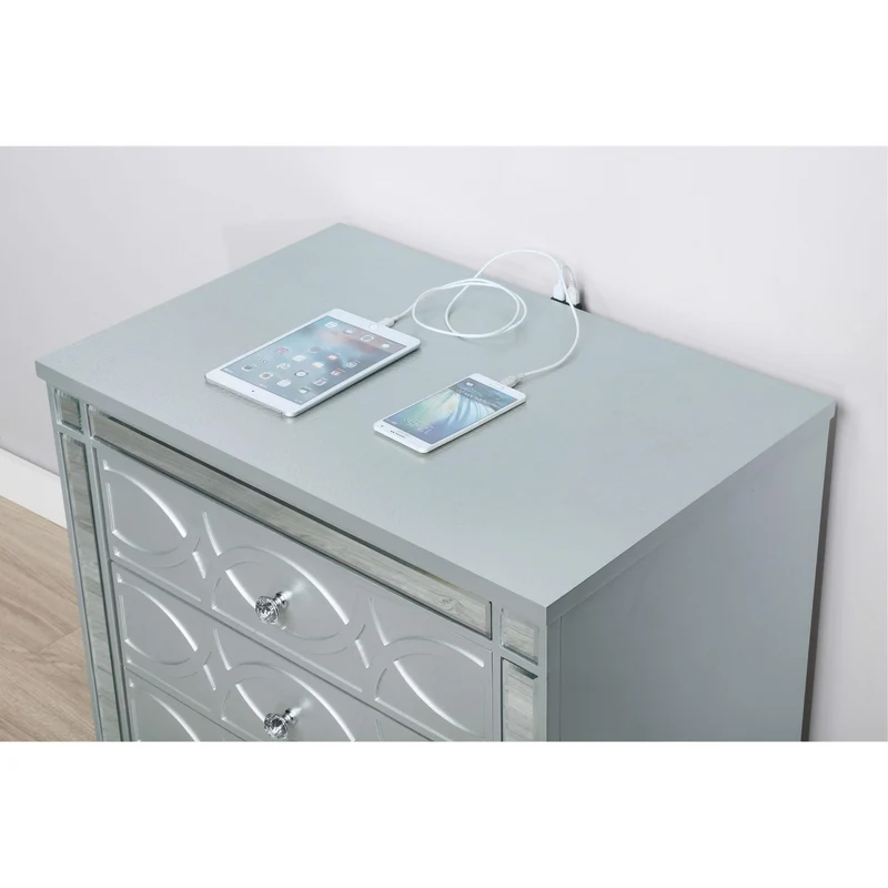 Coaster Furniture Gunnison 223212 2-Drawer Nightstand - Silver Metallic