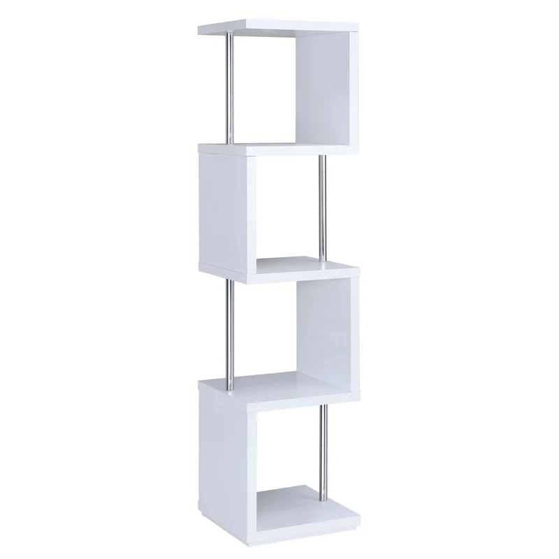 Coaster Furniture Baxter 801418 67-inch 4-shelf Bookshelf - White and Chrome