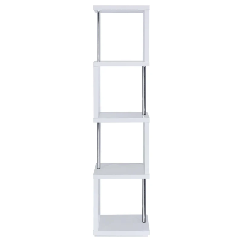 Coaster Furniture Baxter 801418 67-inch 4-shelf Bookshelf - White and Chrome