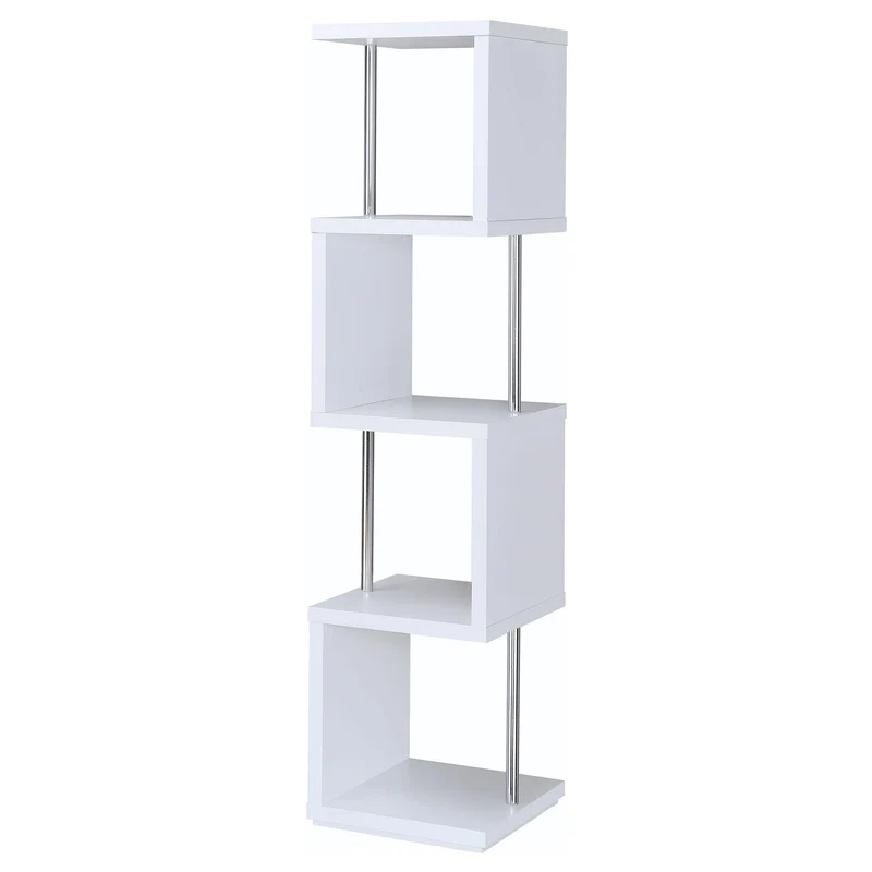 Coaster Furniture Baxter 801418 67-inch 4-shelf Bookshelf - White and Chrome