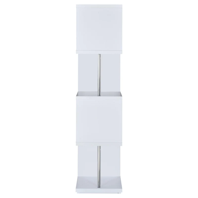 Coaster Furniture Baxter 801418 67-inch 4-shelf Bookshelf - White and Chrome