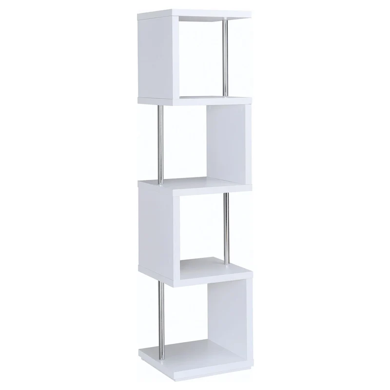 Coaster Furniture Baxter 801418 67-inch 4-shelf Bookshelf - White and Chrome
