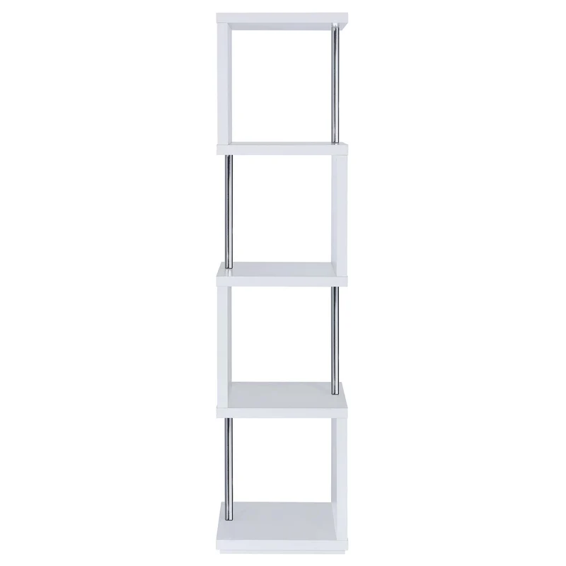 Coaster Furniture Baxter 801418 67-inch 4-shelf Bookshelf - White and Chrome
