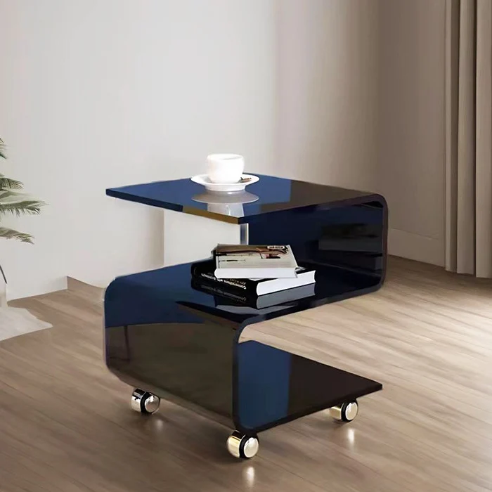 Contemporary Scandinavian Curved S-Shape Removable Acrylic End Table 3-Tiers For Living Room