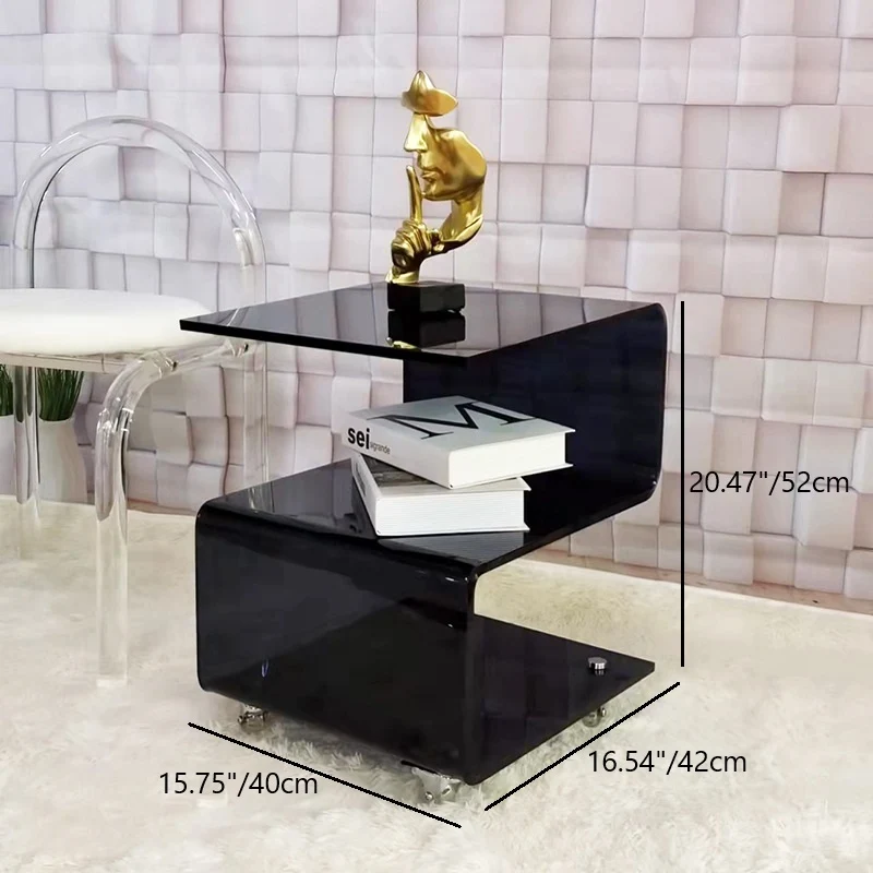 Contemporary Scandinavian Curved S-Shape Removable Acrylic End Table 3-Tiers For Living Room
