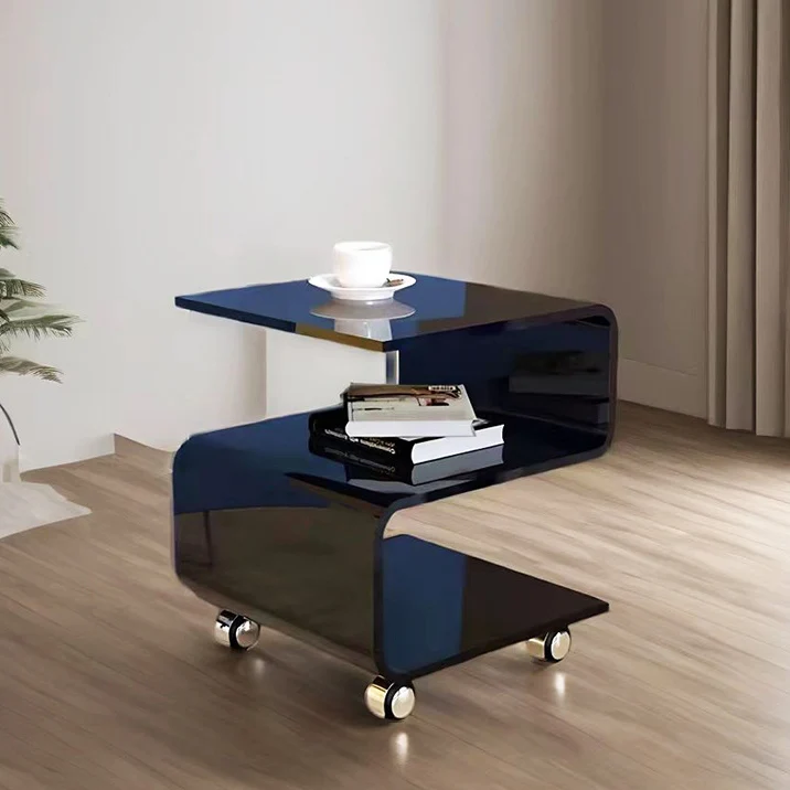 Contemporary Scandinavian Curved S-Shape Removable Acrylic End Table 3-Tiers For Living Room
