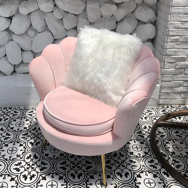 Contemporary Creative Curved Round Synthetic Fabric Metal Accent Chair Backrest Armless For Living Room