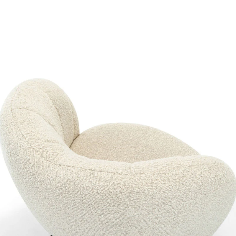Traditional French Curved Round Sherpa Fabric Iron Accent Chair Backrest Armless For Living Room