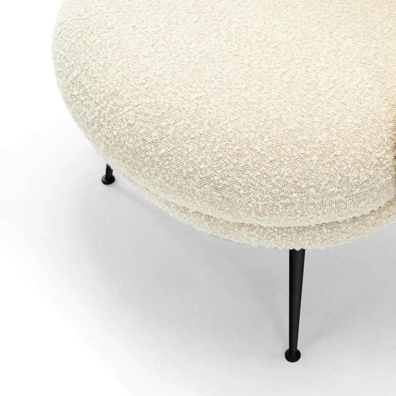 Traditional French Curved Round Sherpa Fabric Iron Accent Chair Backrest Armless For Living Room