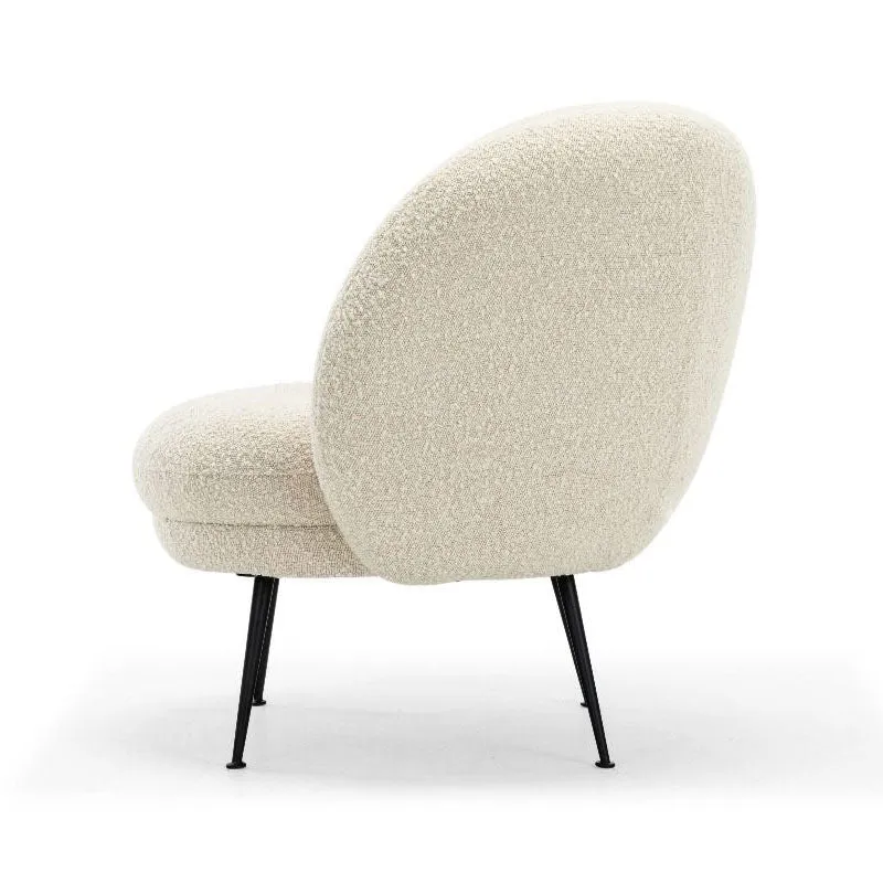Traditional French Curved Round Sherpa Fabric Iron Accent Chair Backrest Armless For Living Room