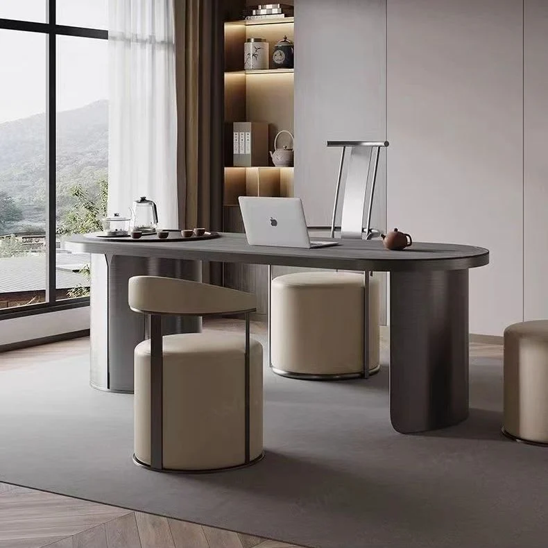 Modern Simplicity Faux Leather Stainless Steel Sponge Round Vanity Stool Backrest For Bedroom