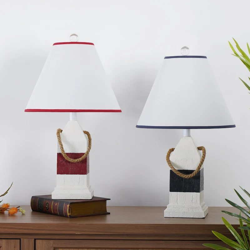 Traditional Vintage Resin & Fabric Rectangular Base Tapered Shade 1-Light Table Lamp For Bedroom & Living Room