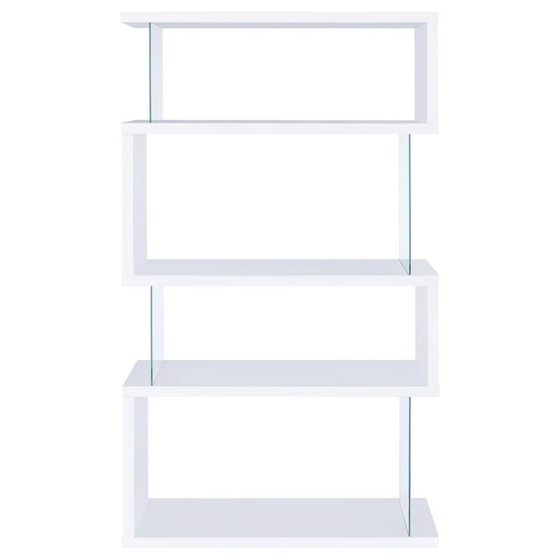 Coaster Furniture Emelle 800300 63-inch 4-shelf Glass Panel Bookshelf - White