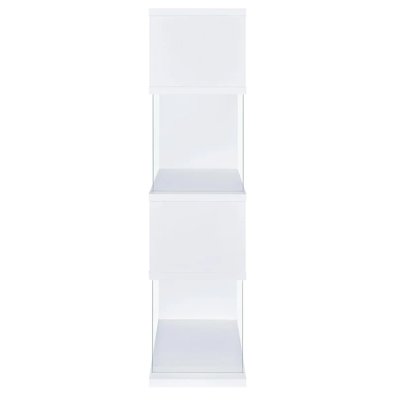 Coaster Furniture Emelle 800300 63-inch 4-shelf Glass Panel Bookshelf - White