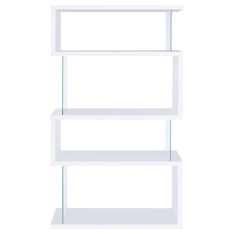 Coaster Furniture Emelle 800300 63-inch 4-shelf Glass Panel Bookshelf - White