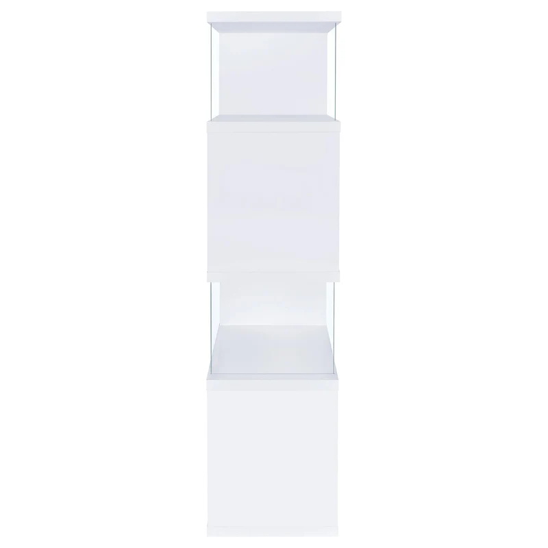 Coaster Furniture Emelle 800300 63-inch 4-shelf Glass Panel Bookshelf - White