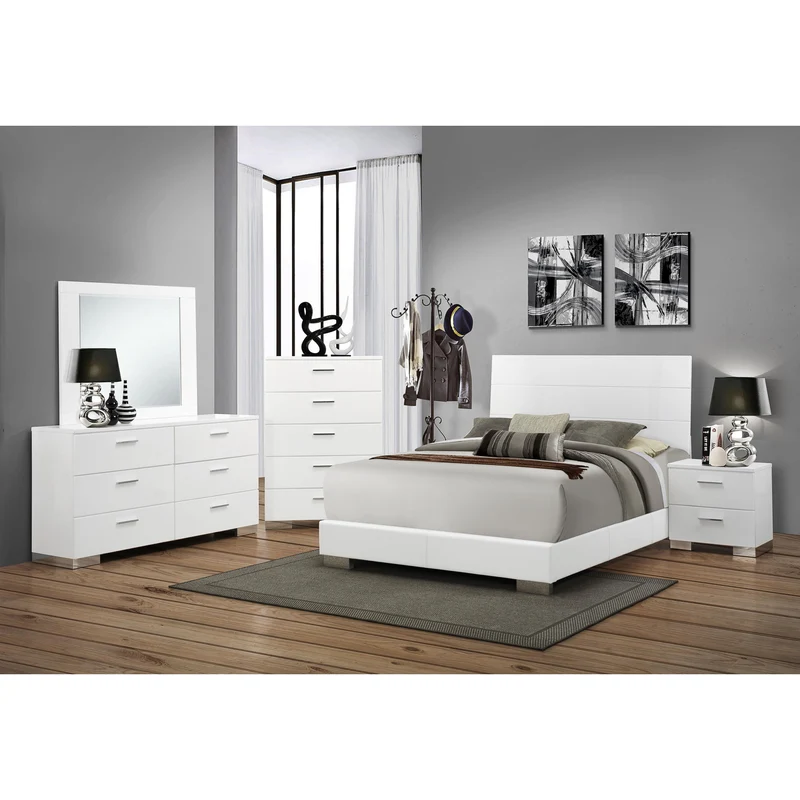Coaster Furniture Felicity 203505 5-Drawer Bedroom Chest - White High Gloss