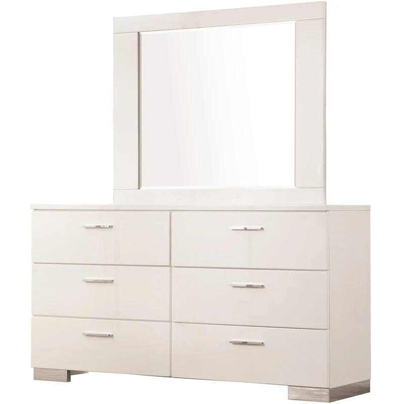 Coaster Furniture Felicity 203504 Dresser Mirror - White High Gloss