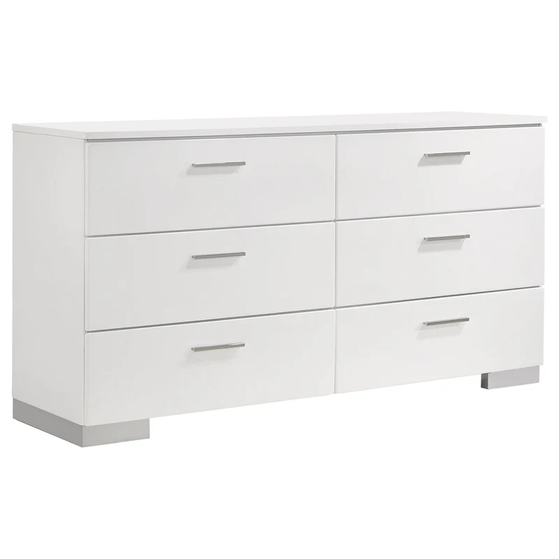 Coaster Furniture Felicity 203503 6-Drawer Dresser - White High Gloss