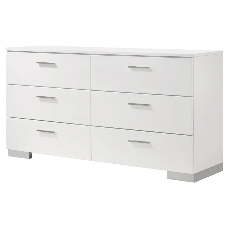 Coaster Furniture Felicity 203503 6-Drawer Dresser - White High Gloss