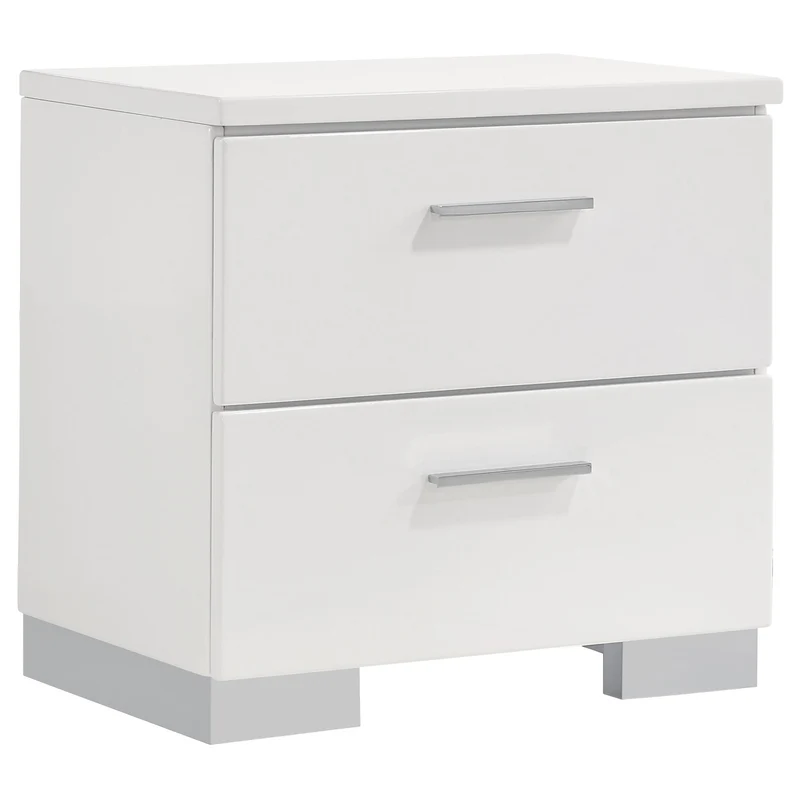 Coaster Furniture Felicity 203502 2-Drawer Nightstand - White High Gloss
