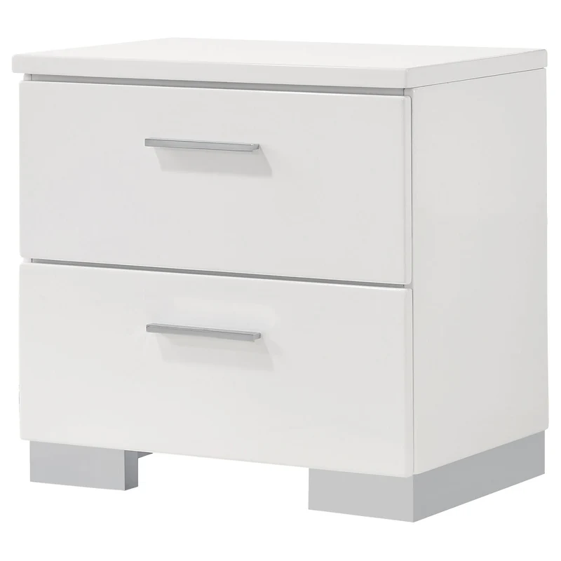 Coaster Furniture Felicity 203502 2-Drawer Nightstand - White High Gloss