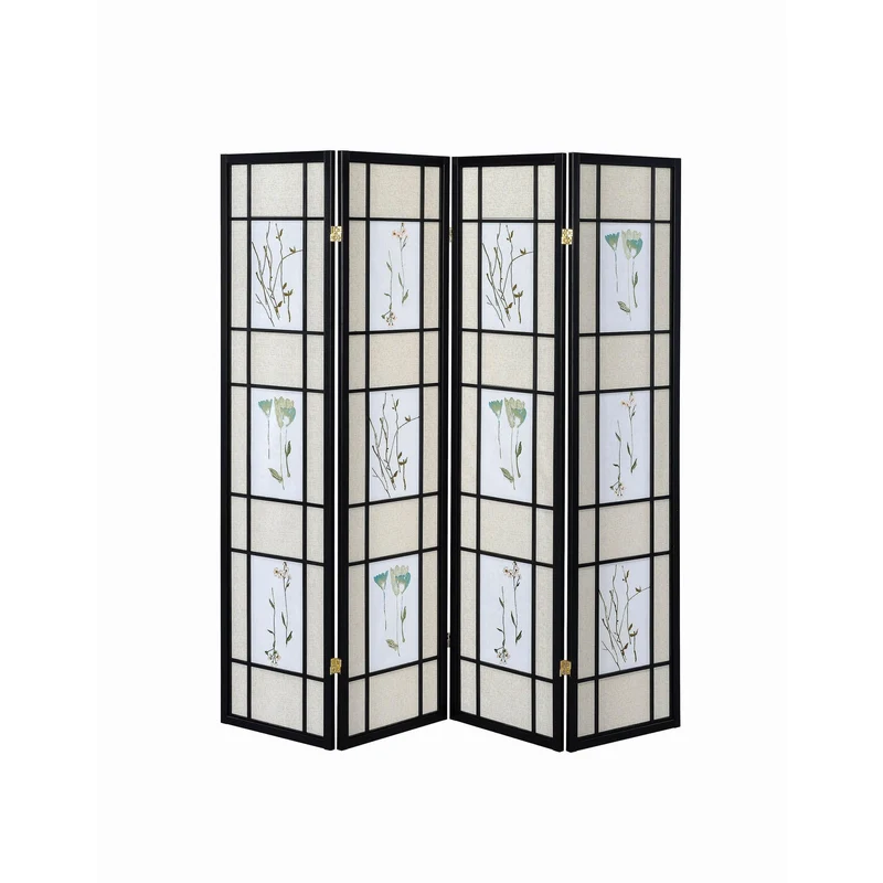 Coaster Furniture Catabella 4407 4-Panel Room Divider Folding Shoji Screen - Floral