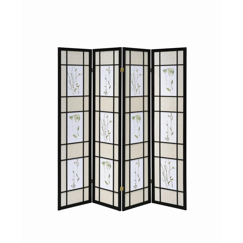 Coaster Furniture Catabella 4407 4-Panel Room Divider Folding Shoji Screen - Floral