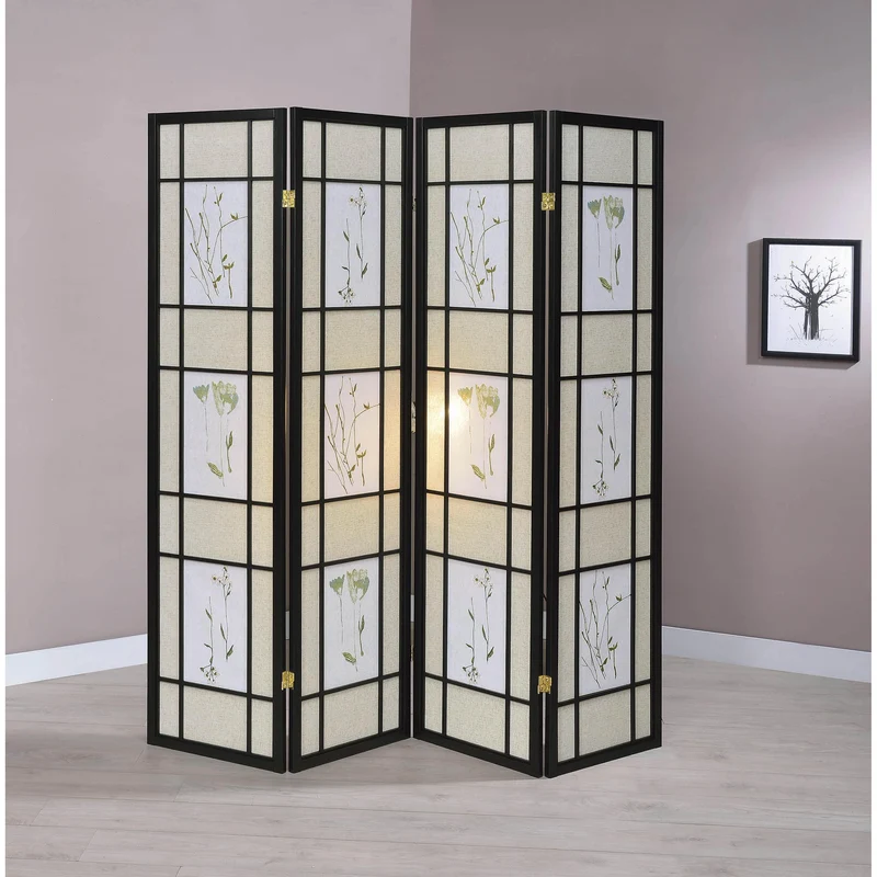 Coaster Furniture Catabella 4407 4-Panel Room Divider Folding Shoji Screen - Floral