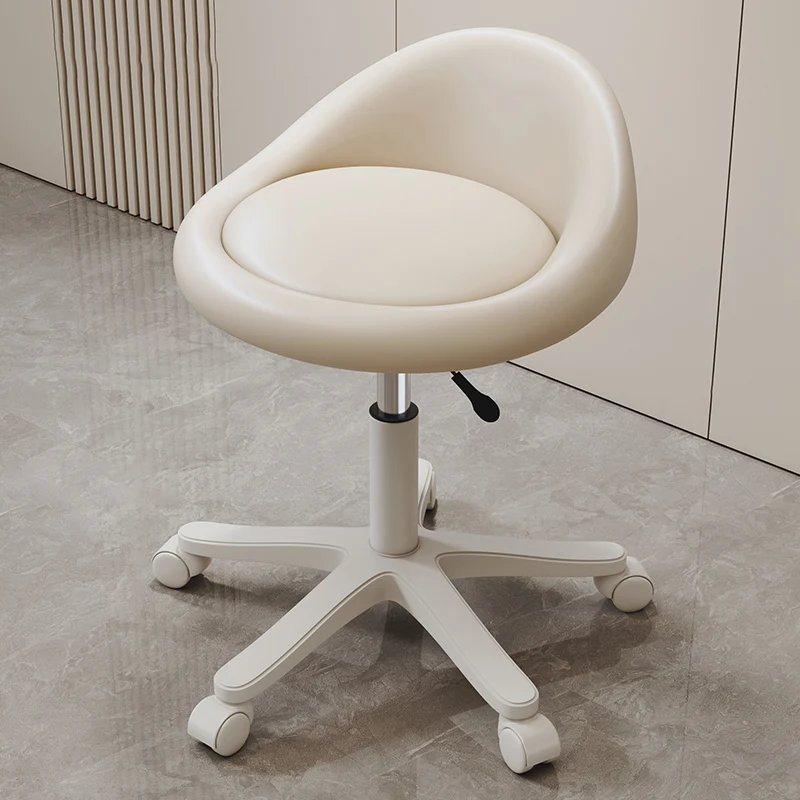 Modern Minimalist Round Upholstered Microfiber Leather Metal Plywood Hardware Vanity Stool Movable Liftable For Bedroom